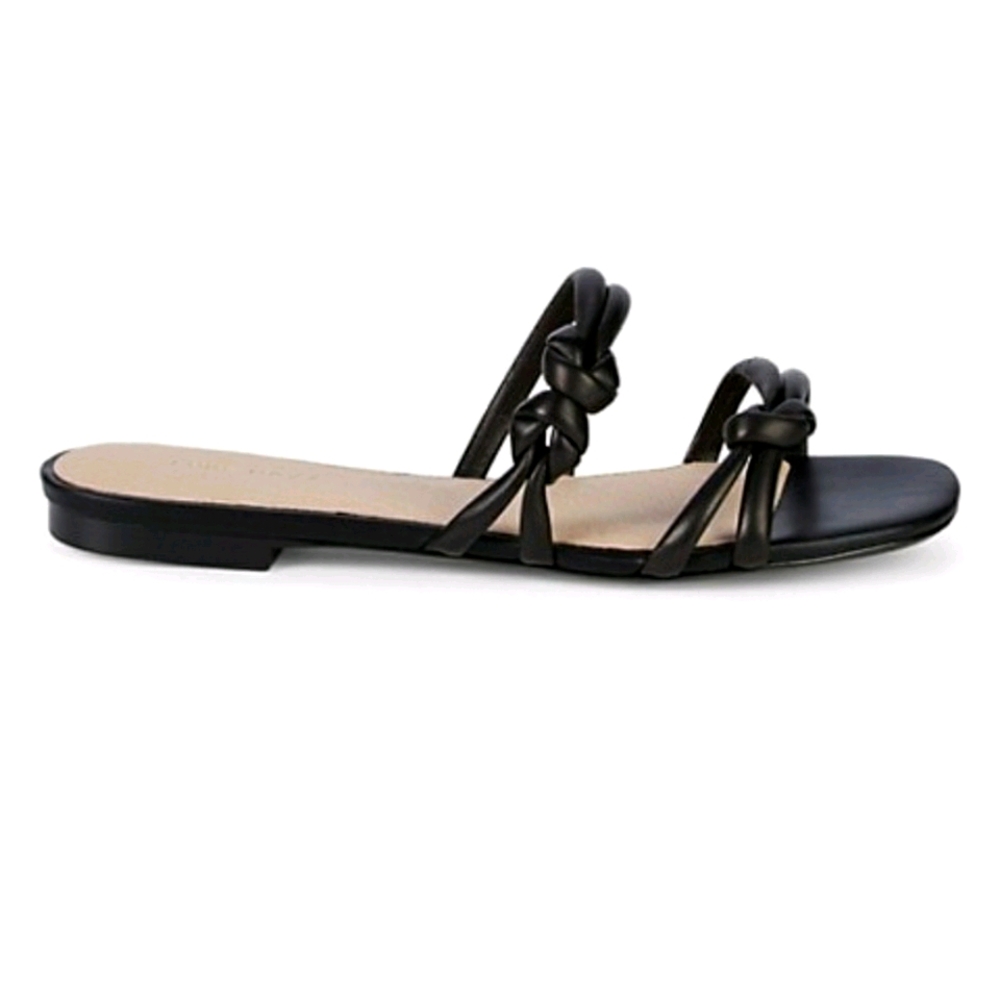 Pure Navy black leather sandals